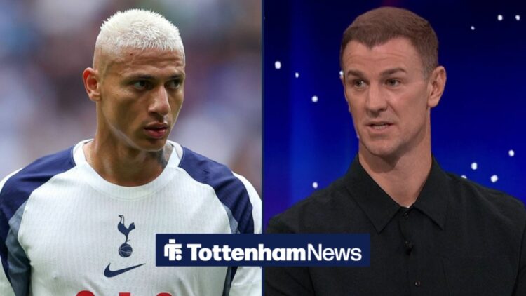 Joe Hart and Richarlison looking at each other.