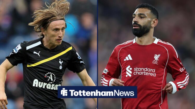 Luka Modric and Mo Salah split image.