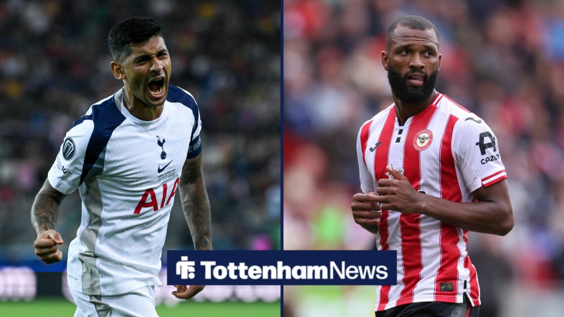 Cristian Romero on left with Igor Thiago on right