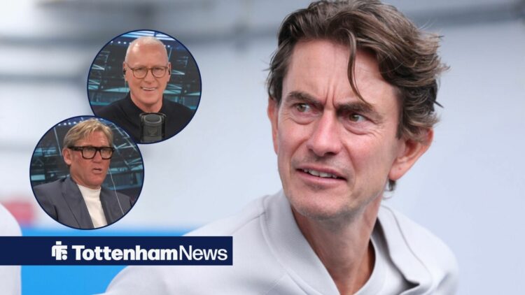 Thomas Frank looks bemused with Simon Jordan and Jim White in circular overlays