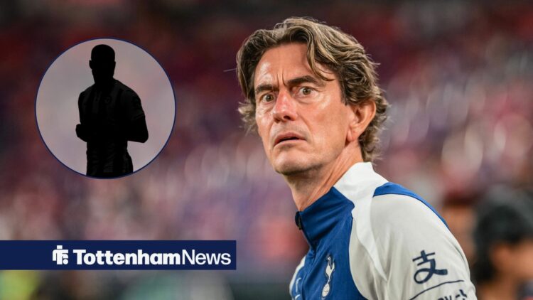Tottenham boss Thomas Frank with Brentford's Igor Thiago blacked out inset