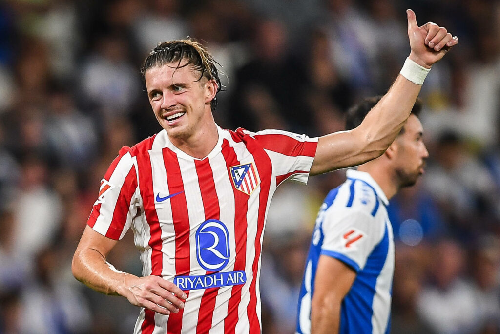 Conor Gallagher smiling while playing for Atletico Madrid