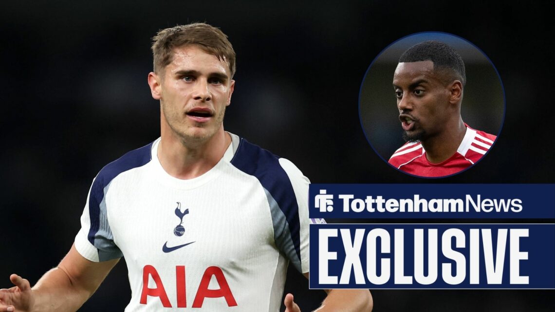 Tottenham star Micky van de Ven looking sad, Alexander Isak in inset.