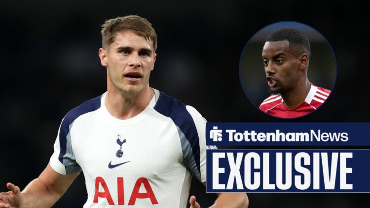 Tottenham star Micky van de Ven looking sad, Alexander Isak in inset.