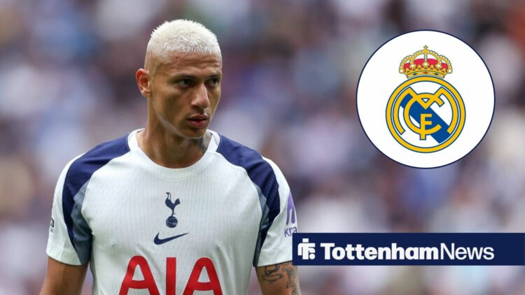 Richarlison in action for Tottenham, Real Madrid in inset.