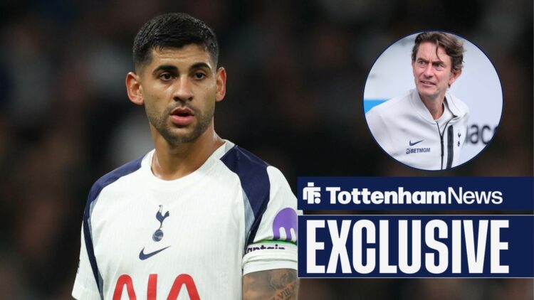 Cristian Romero with Thomas Frank in a round overlay