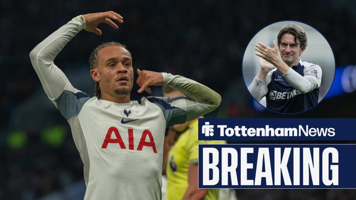 Xavi Simons celebrates as Thomas Frank applauds in a round overlay