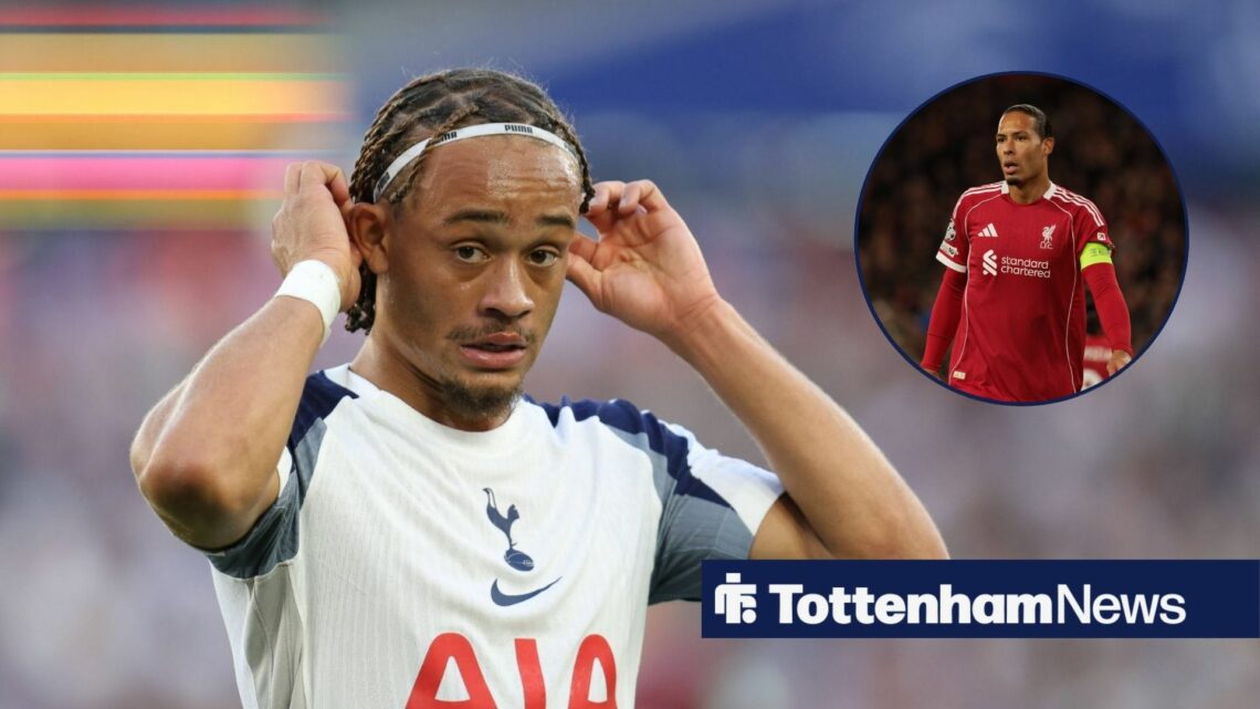 Xavi Simons adjusted his headband with Virgil van Dijk in a round overlay