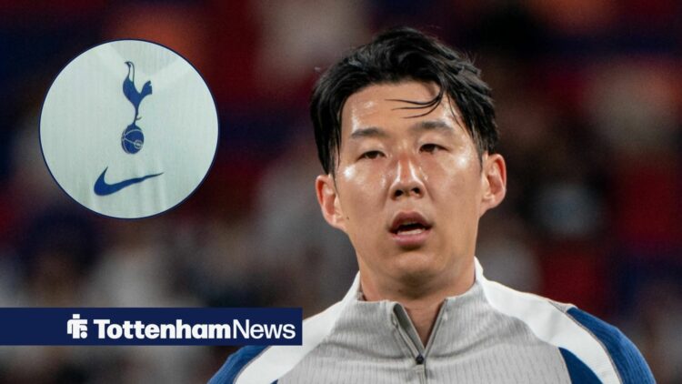 Son Heung-min and Tottenham badge in circular inset