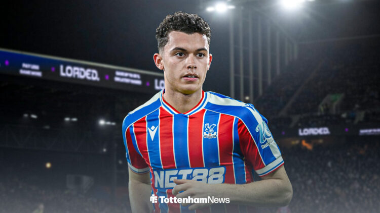 Brennan Johnson in a Crystal Palace kit in front of Selhurst park.