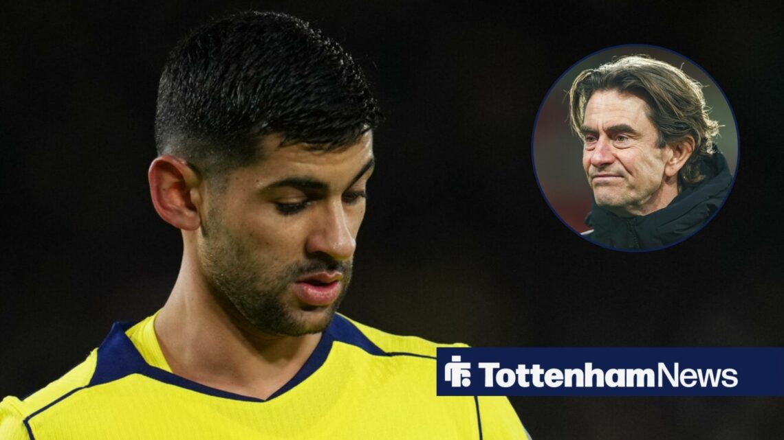 Cristian Romero alongside a circle inset of Thomas Frank.