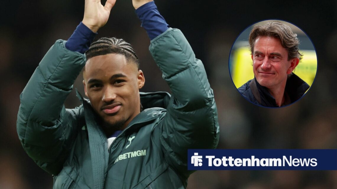 Wilson Odobert smiling and clapping looking towards a circle inset of Thomas Frank smiling