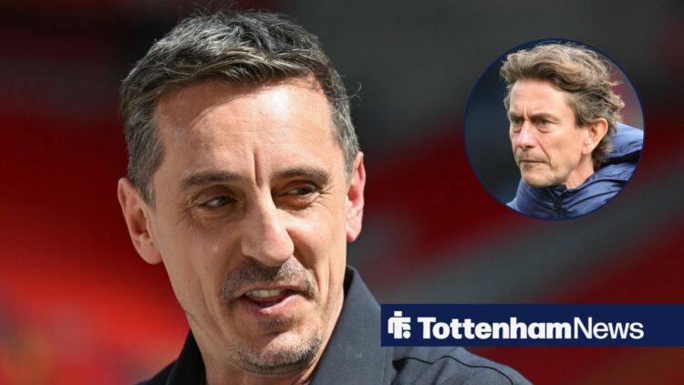 Gary Neville alongside a circle of Thomas Frank.