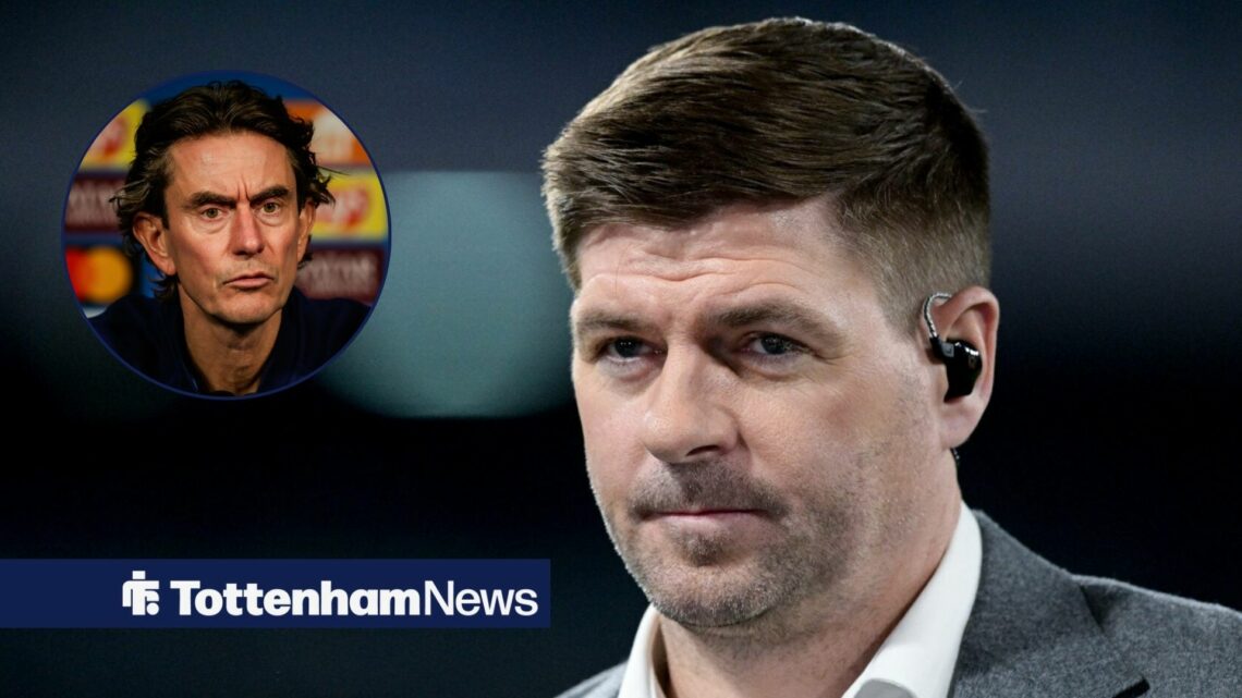 Steven Gerrard alongside a circle inset of Thomas Frank.