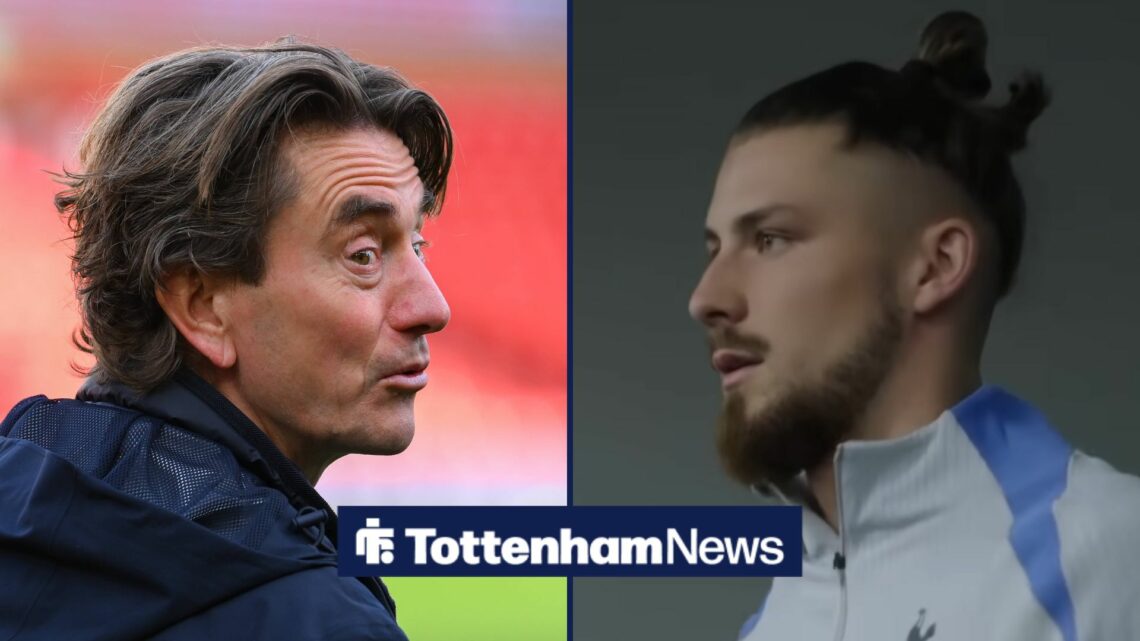 Thomas Frank looking in the direction of Radu Dragusin.