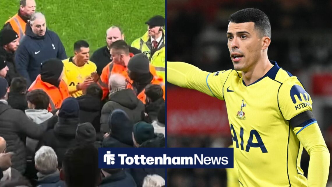 Pedro Porro confronts Tottenham fans after their loss vs Bournemouth.