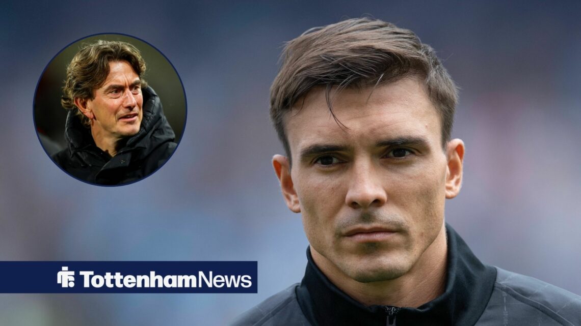 Tottenham midfielder Joao Palhinha, Thomas Frank in inset.