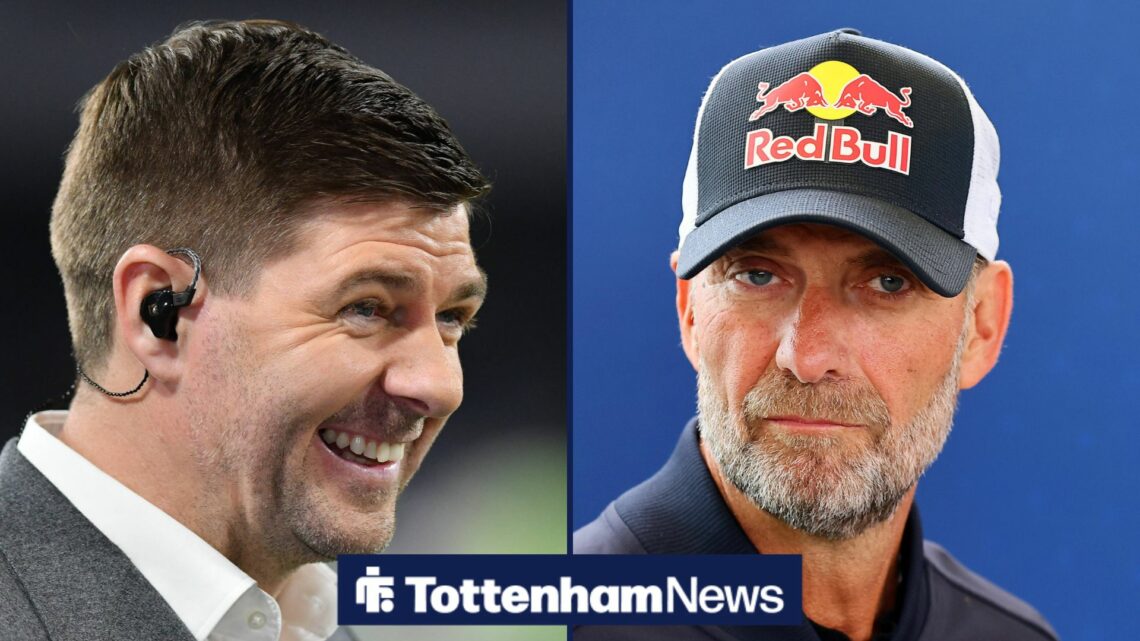 Steven Gerrard and Jurgen Klopp looking happy.