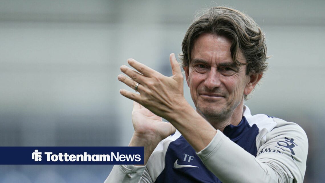 Tottenham boss Thomas Frank clapping.