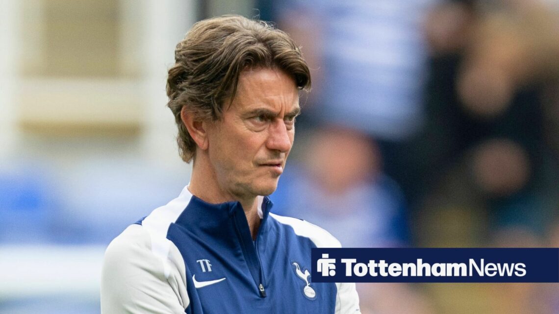 Tottenham manager Thomas Frank looking concerned.