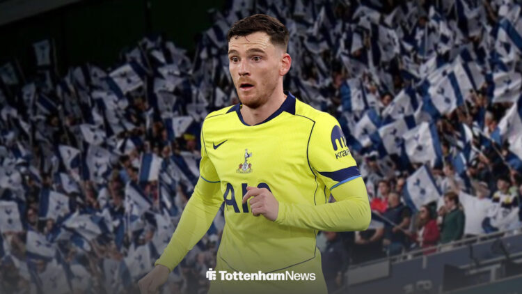 Andy Robertson in a Tottenham away kit