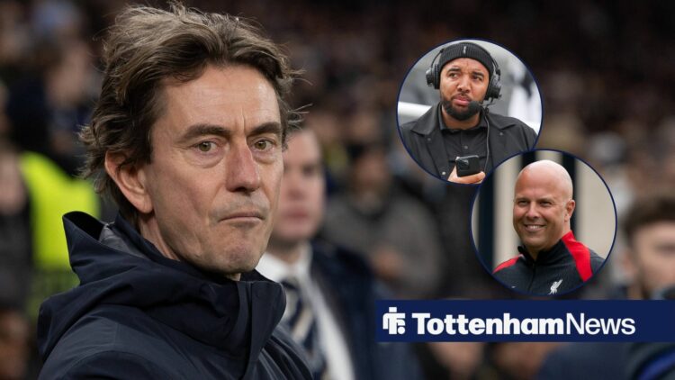 Tottenham boss Thomas Frank with Troy Deeney and Arne Slot inset
