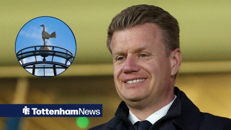 Johan Lange smiling at the Tottenham sign at Hotspur Way.