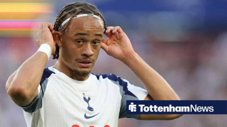 Xavi Simons playing for Tottenham in the Premier League