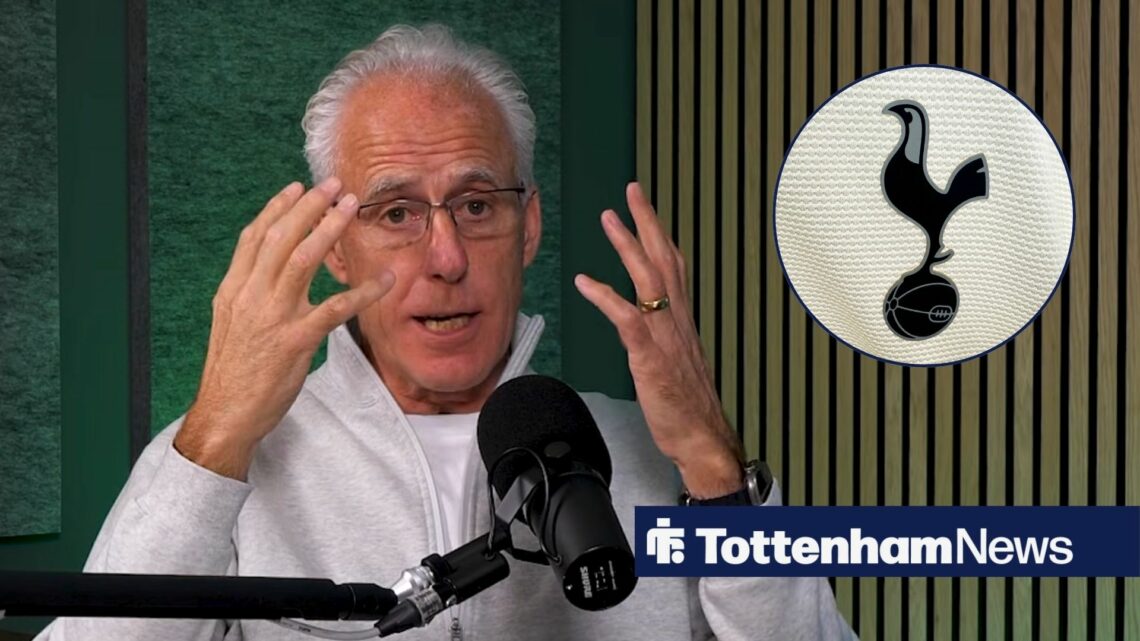 Mick McCarthy looking worried with Tottenham badge in circular inset