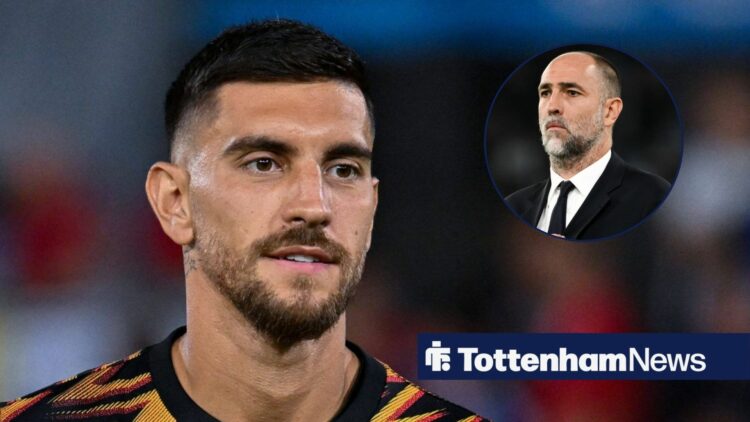 Roma's Lorenzo Pellegrini smiles before kick-off and new Tottenham boss Igor Tudor looks stern