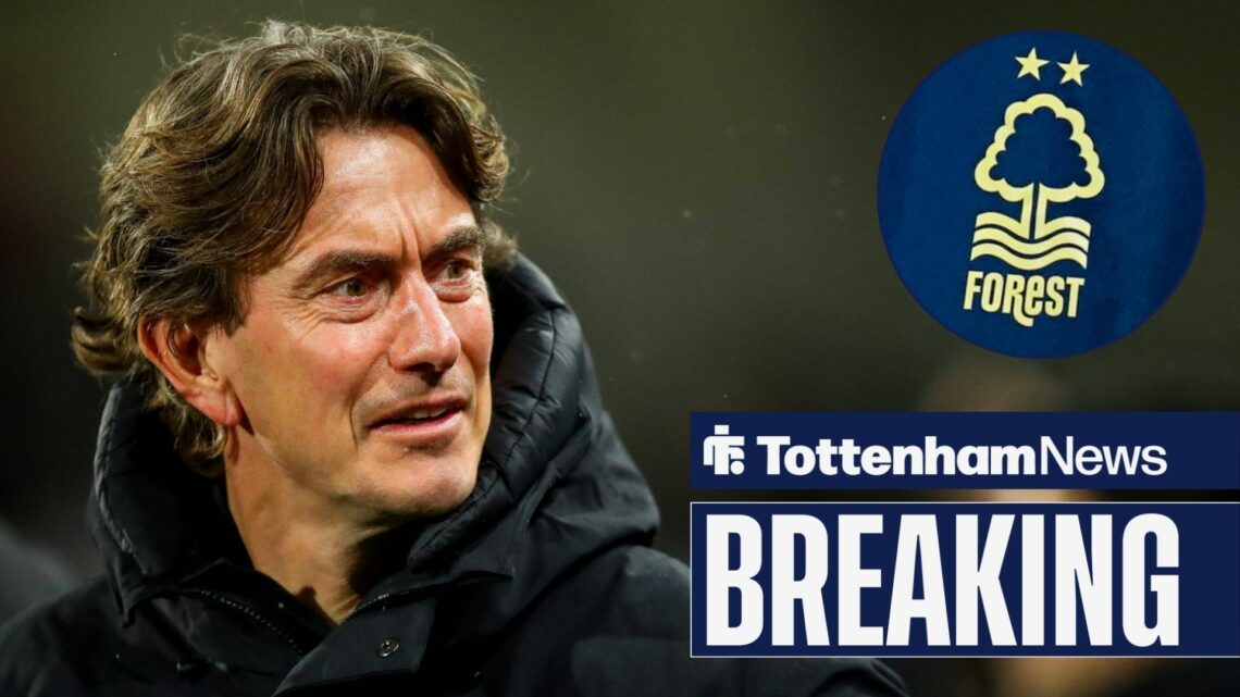 Thomas Frank with Nottingham Forest badge in circular inset