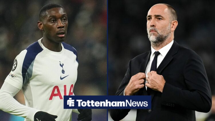 Randal Kolo Muani Tottenham Hotspur looks on the UEFA Champions League 2025/26 League Phase match between Eintracht Frankfurt and Tottenham Hotspur...