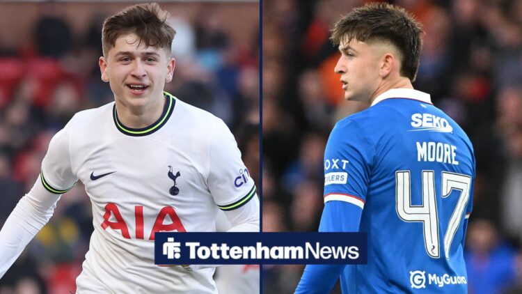 Mikey Moore for Tottenham and Rangers split image