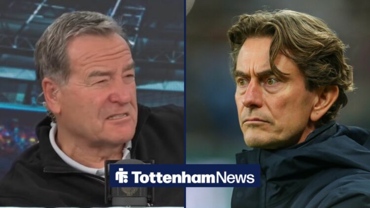 Jeff Stelling looking unhappy at Thomas Frank.