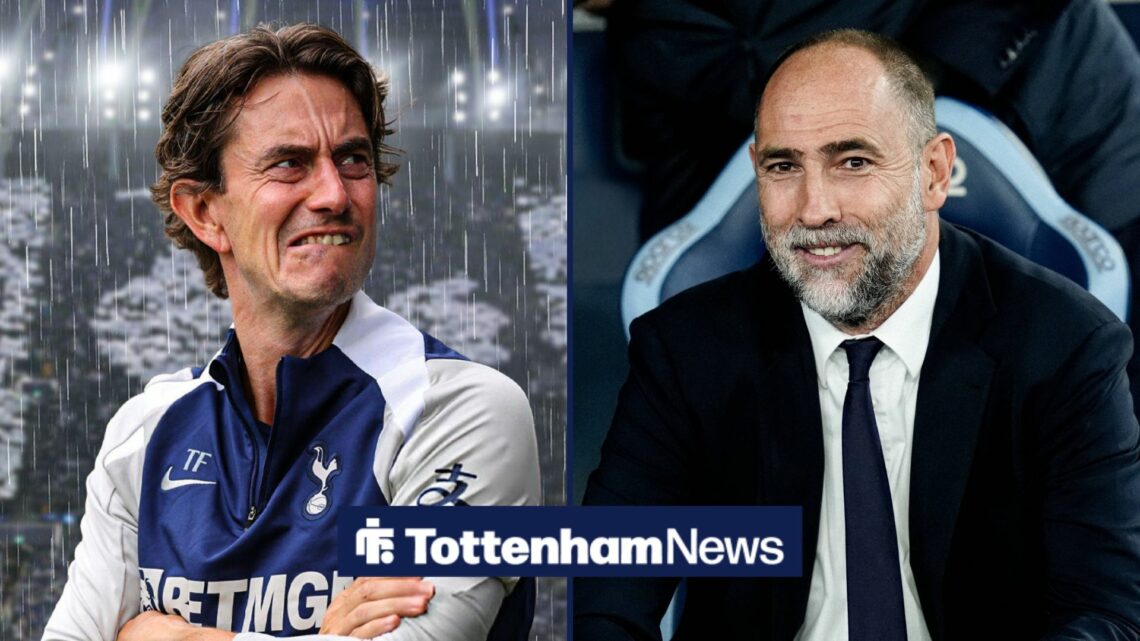 Igor Tudor at Juventus vs Lazio with Thomas Frank at rainy Tottenham stadium