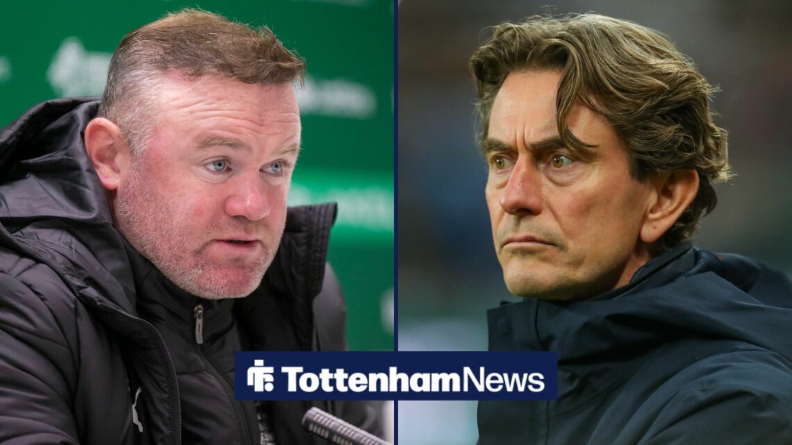 Wayne Rooney looking towards Thomas Frank