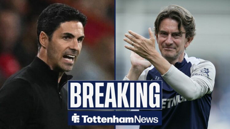 Thomas Frank next to Mikel Arteta