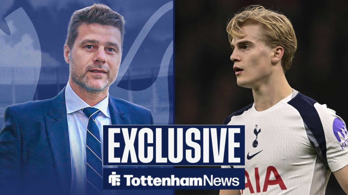 Mauricio Pochettino smiling, Lucas Bergvall during champions league match between Tottenham Hotspur and Borussia Dortmund.