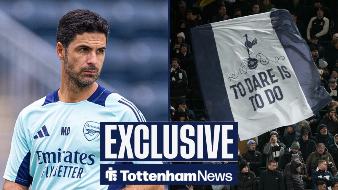 Arsenal boss Mikel Arteta taking a training session, Tottenham fans flying a 'to dare is to do' banner at the stadium.