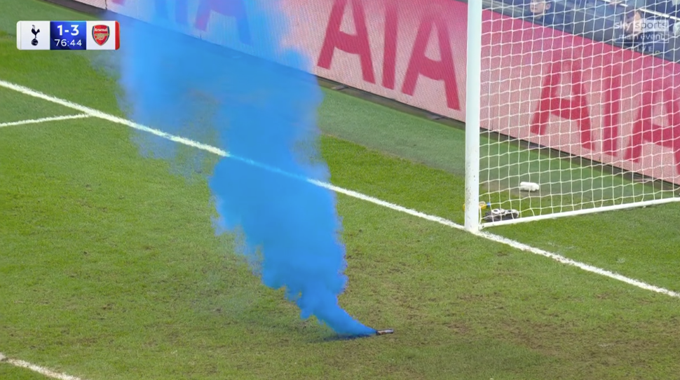 A smoke bomb let off during Tottenham's clash with Arsenal