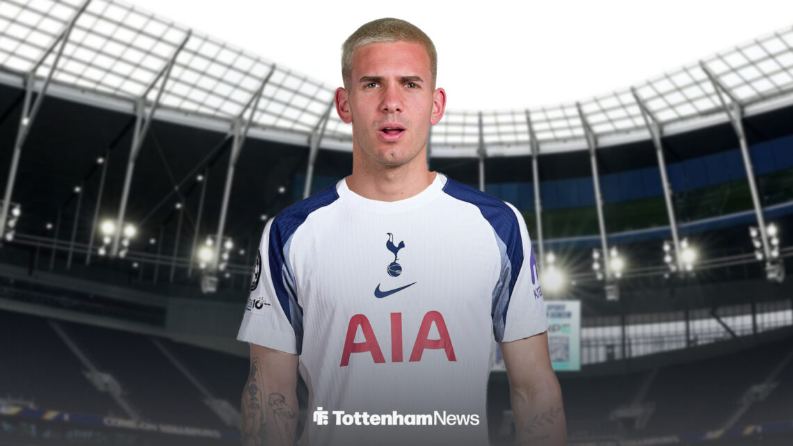 Franco Mastantuono in a Tottenham shirt