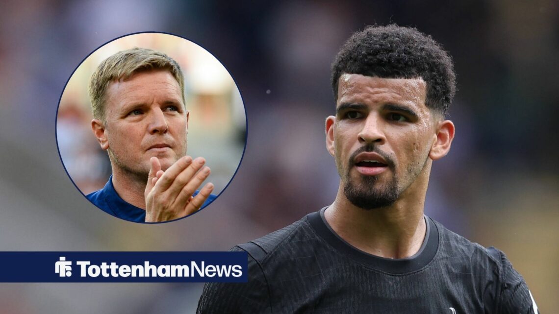 Eddie Howe claps (inset), with Dominic Solanke in Tottenham action