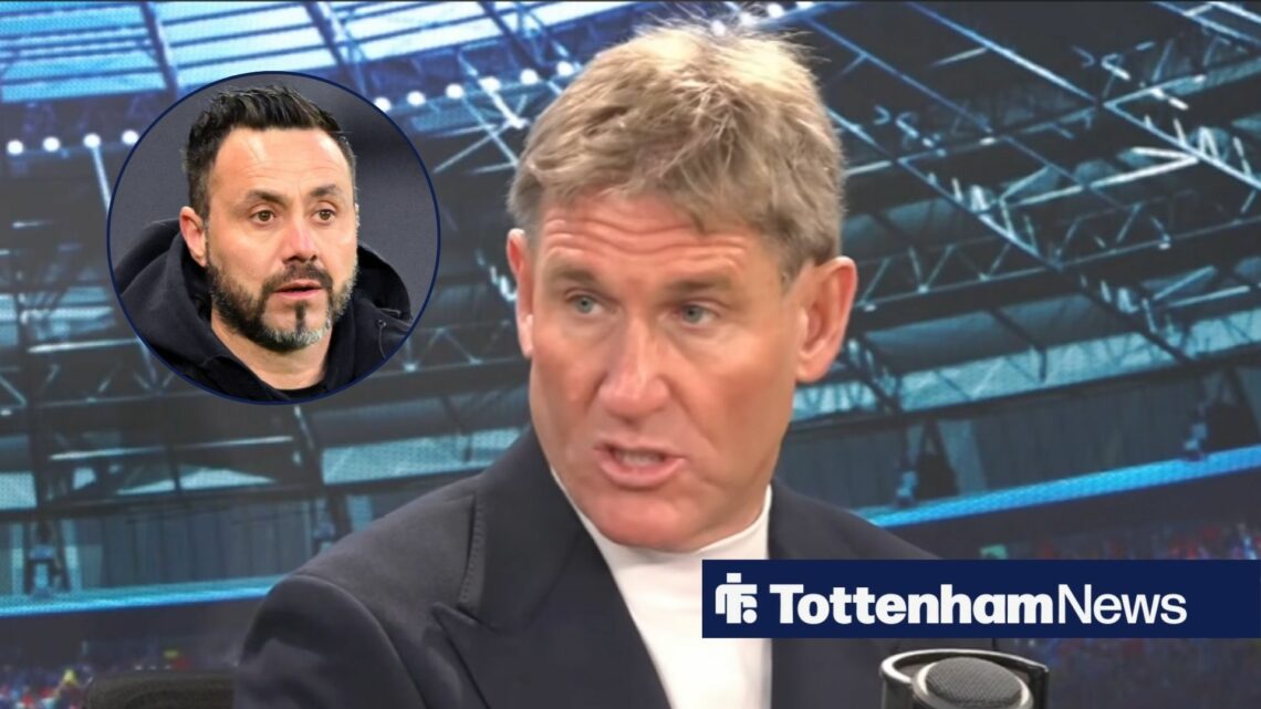 Roberto De Zerbi looks on (inset), while Simon Jordan talks in the talkSPORT studio