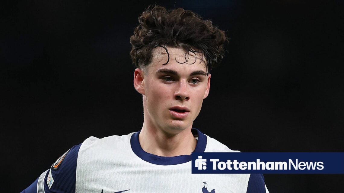Archie Gray in action for Tottenham