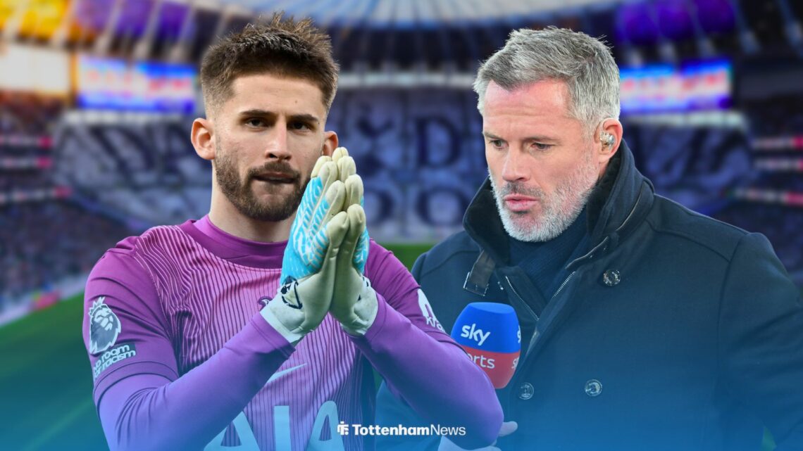 Guglielmo Vicario and Jamie Carragher at Tottenham Hotspur Stadium