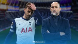 James Maddison and Igor Tudor at Tottenham Hotspur Stadium