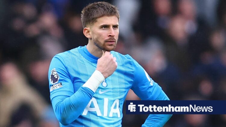 Guglielmo Vicario of Tottenham Hotspur looks dejected after the Fulham vs Tottenham Hotspur Premier League match at Craven Cottage, London