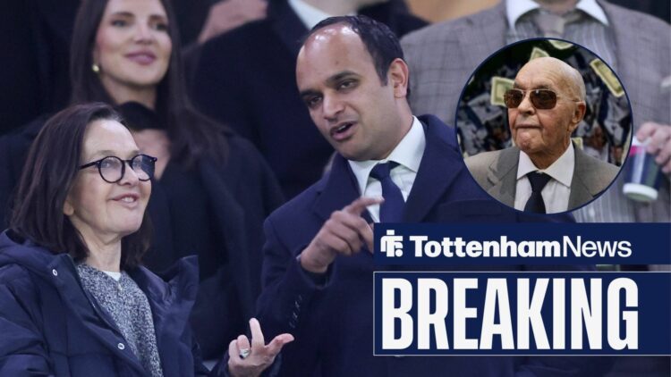 Tottenham owner Joe Lewis looking at Vinai Venkateshame and his daughter.