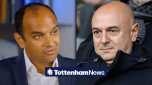 Tottenham CEO Vinai Venkatesham looking in the direction of former Spurs owner Daniel Levy.