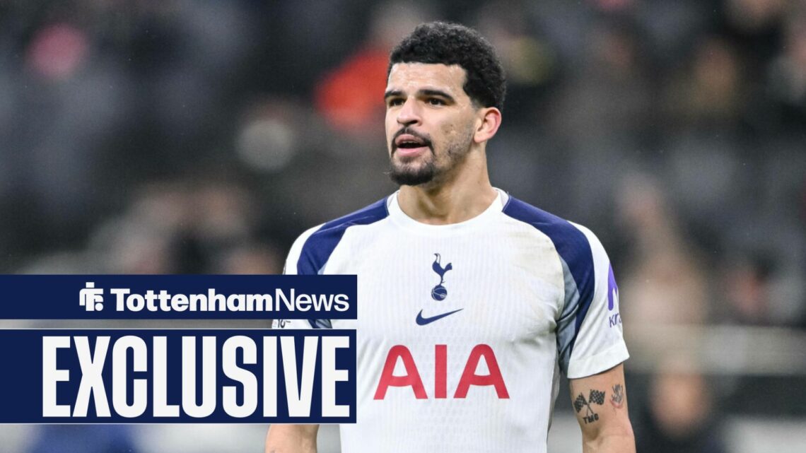 Dominic Solanke Tottenham Hotspur looks on during the UEFA Champions League match with Eintracht Frankfurt.